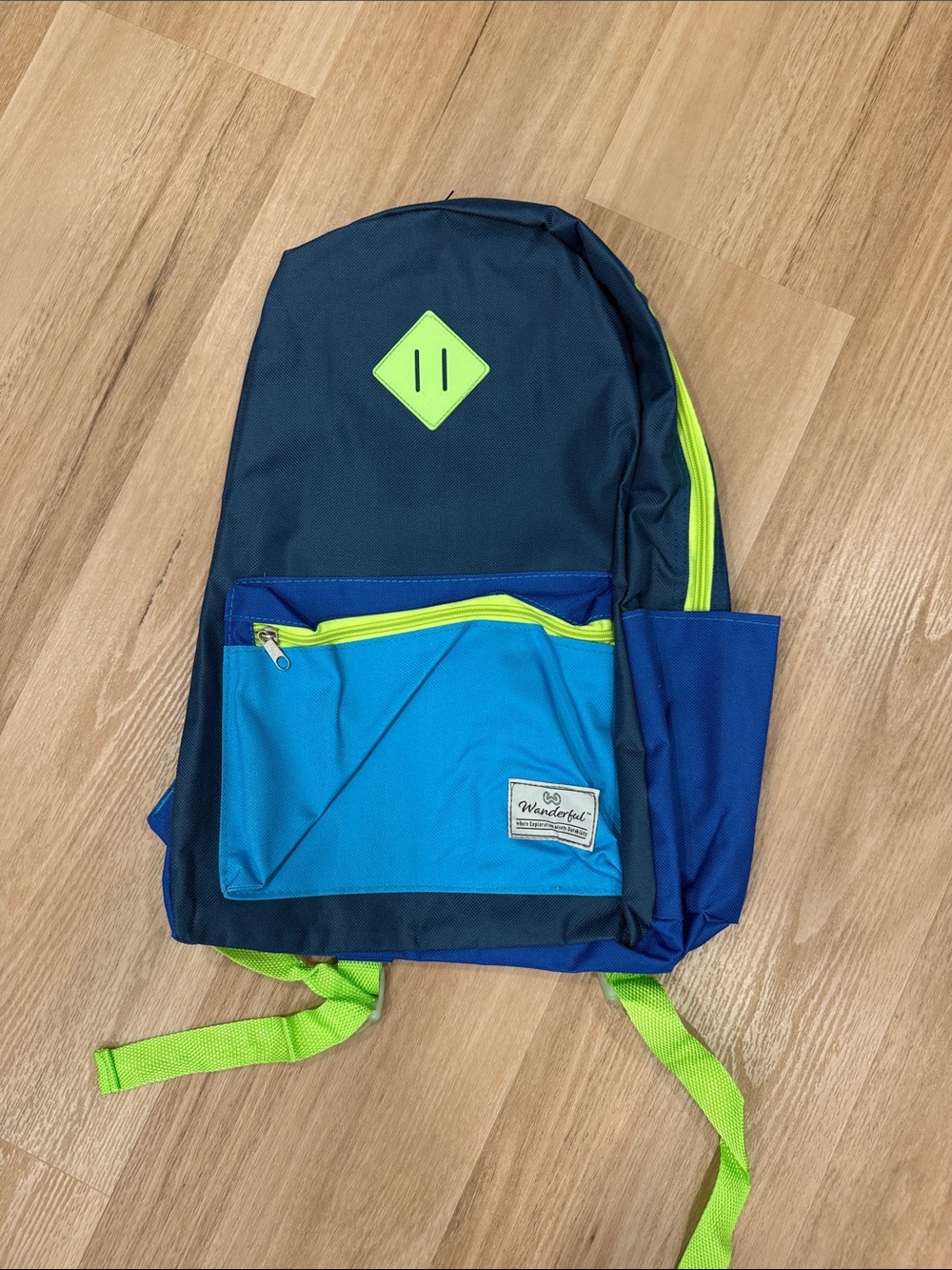 Kids Navy and Blue Backpack with Lime Accent bag -